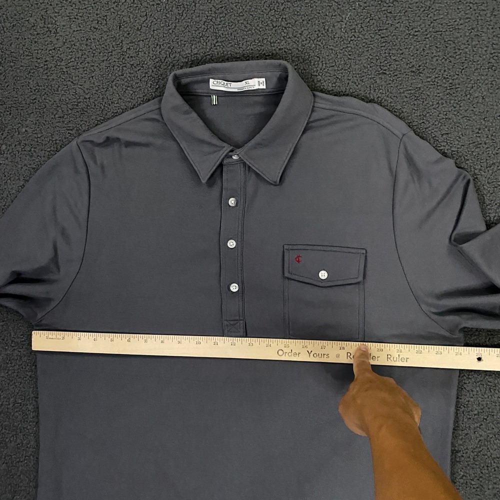 Criquet Polo Shirt Mens XL Gray Pima Cotton Knit Long Sleeve golf Casual - Picture 6 of 9